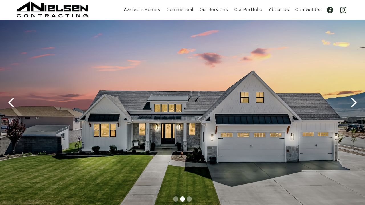 Nielsen Contracting’s live website with its logo, navigation, and a completed home